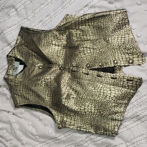 Vintage 80s kathy winston women's Metallic reptile snakeskin button down small